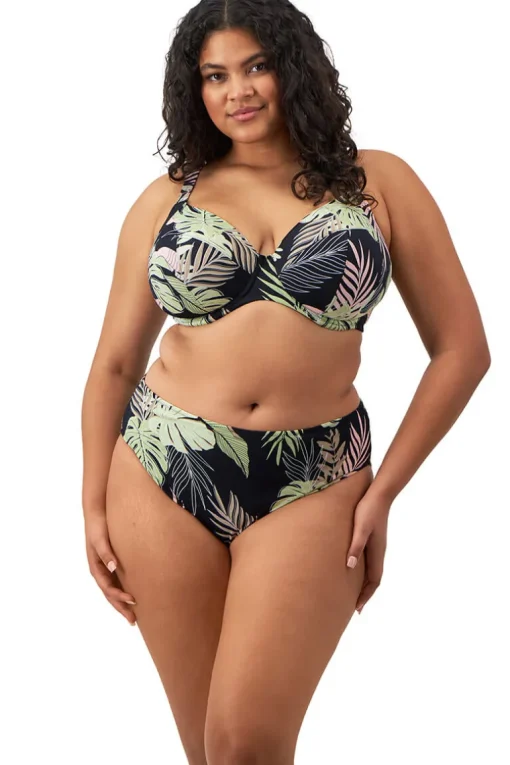 Plunge bikinitop Elomi Tropical Retreat Black